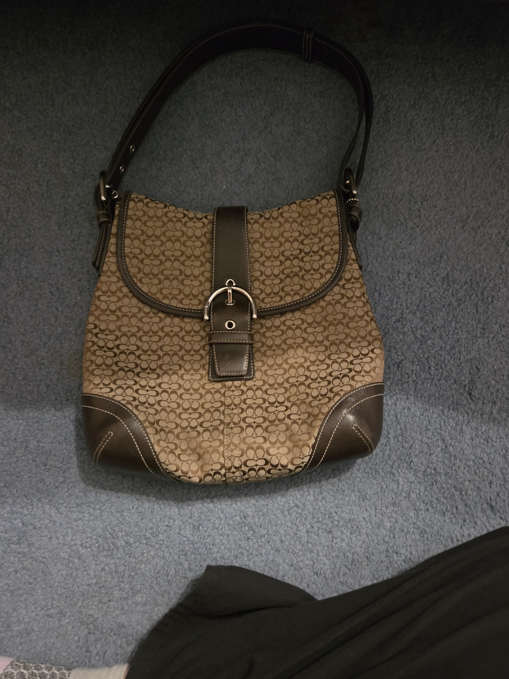 Coach Brown Signature Canvas Shoulder Bag Soho Y2k